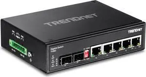 TRENDnet 6-Port Hardened Industrial Gigabit DIN-Rail Switch, 12 Gbps Switching Capacity, IP30 Rated Metal Housing (-40 to 167 ºF),DIN-Rail & Wall Mounts Included,Lifetime Protection,Black,TI-G62
