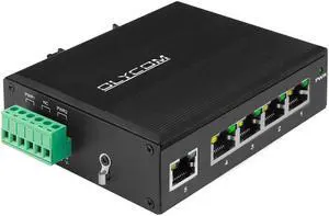 OLYCOM 5-Port Industrial POE Gigabit Ethernet DIN-Rail Switch 4 x Gigabit Ethernet Ports with POE 30W, 120W Total IP40 Operating Temperature -40°  75°C (-40°  167°F)