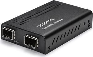 SFP+ Media Converter, Mini Unmanaged 1x 10GBase-X to 1x 10GBase-X 2X Open SFP+ Slots, 10Gigabit 10G SFP+ to SFP+ Fiber to Fiber Media Converter, DC 5~12V, Without Transceivers