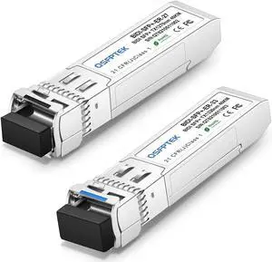 QSFPTEK 10G SFP+ Bidi Transceivers, 10Gbe Mini gbic Fiber Network LC Single-Mode Module for Cisco SFP-10G-BX80U-I (1490nm-TX/1550nm-RX), SFP-10G-BX80D-I (1550nm-TX/1490nm-RX), 80KM, with DDM, 1 Pair