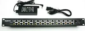 PoE Texas 12 Port Gigabit PoE Injector with 48 Volt 60 Watt Power Supply for 802.3af/at Devices