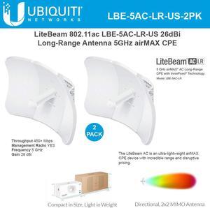 LiteBeam ac LR LBE-5AC-LR-US 26 dBi 5 GHz airMAX AC Long-Range CPE with InnerFeed Technology (2-Pack)