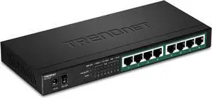 TRENDnet 8-Port Gigabit PoE+ Switch, 65W PoE Power Budget, 16Gbps Switching Capacity, IEEE 802.1p QoS, DSCP Pass-Through Support, Fanless, Wall Mountable, Lifetime Protection, Black, TPE-TG83