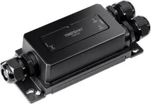 TRENDnet 2-Port Industrial Outdoor Gigabit PoE++ Extender, Hardened IP67 Extreme Temperature Rated Housing, Extends PoE++ Connection up to 200m (656 ft.) for up to 2 Devices, Black, TI-BE200