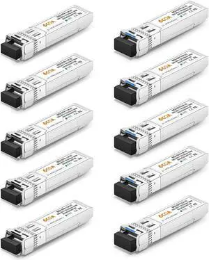 6COMGIGA 5 Pair of 10G SFP+ Bidi Transceiver, 10GBase-BIDI 1270nm/1330nm SMF, up to 10km, Compatible with Cisco, Ubiquiti, Mikrotik, D-Link, Supermicro, Netgear and Other Open Switches