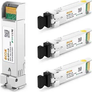 4Pack 10GBase-LR SFP+ Transceiver, 10G Sfp Single Mode Module Duplex LC for Cisco SFP-10G-LR, Ubiquiti UF-SM-10G, D-Link, Supermicro, Netgear and Other Open Switch with DDM, 1310nm, 10km