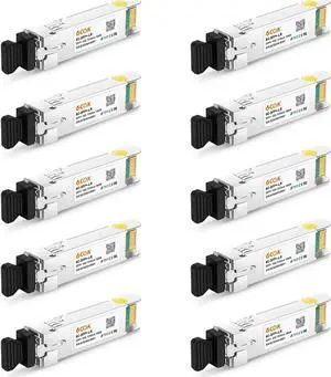 10Pack 10GBase-LR SFP+ Transceiver, 10G Dual LC Single Mode Module for Cisco SFP-10G-LR, Meraki MA-SFP-10GB-LR, Ubiquiti UF-SM-10G, Mikrotik, D-Link, Supermicro, Netgear and More (DDM, 1310nm, 10km)