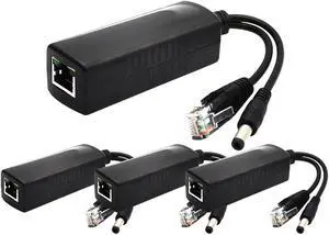 ANVISION 4-Pack 12V DC Output Active PoE Splitter Adapter, IEEE 802.3af, 10/100Mbps, for IP Camera AP Voip Phone and More, AV-PS12