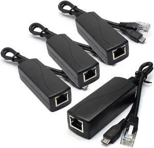 ANVISION 4-Pack Active 5V 2.4A PoE Splitter Adapter IEEE 802.3af Compliant Micro USB 48V to 5V/2.4A, for Tablets, Dropcam or Raspberry Pi, IPC, IP Camera and More