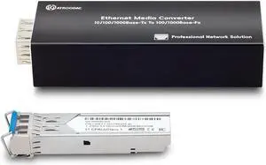 Atroodac Mini Gigabit Fiber Media Converter with 1Pcs 1.25G LC Dual Ports Transceiver Module up to 20KM Plug and Play 10/100/1000Base-Tx RJ45 to 100/1000BASE-SX SFP Slot Fiber to Ethernet Converter