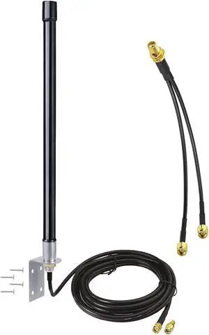 Bingfu 4g LTE Long Range Cellular Antenna Wall Mount - 9.84ft Cable - with SMA to Dual SMA Adater - Compatible with Spypoint Link Micro Covert Wildlife Hunting Game Cam Outdoor Mobile Security Camera