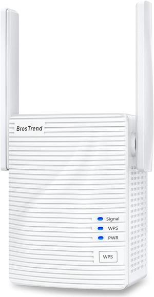 BrosTrend WiFi Extender AC1200 WiFi Booster and Signal Amplifier, 1200Mbps Dual Band WiFi Extender Signal Booster for Home Coverage Up to 1600 sq.ft. Internet Booster, WPS Easy Setup, Wall Plug Design