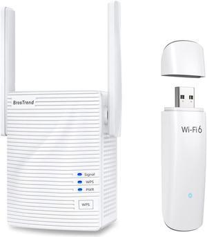 BrosTrend AX1800 WiFi 6 Linux Compatible WiFi Adapter for PC and Raspberry Pi 2+ and AC1200 WiFi Booster and Signal Amplifier Dual Band WiFi Extender Wall Plug Design