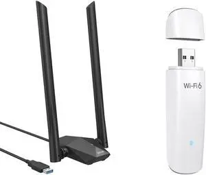 BrosTrend USB WiFi 6 Adapter AX1800 Long Range USB WiFi Adapter for PC Laptop Desktop 5GHz/1201Mbps + 2.4GHz/574Mbps and AX1800 WiFi 6 Linux Compatible WiFi Adapter for PC and Raspberry Pi 2+