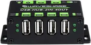 Coolwell Industrial Grade USB HUB, 4X Extended USB Ports, Switchable Two Inputs, Sharing Two Hosts