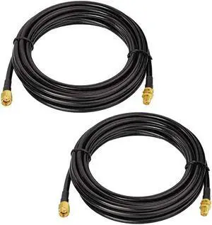 CORONIR 33ft WiFi Coaxial Extension Cable RP Male to RP Female Connector RG58 Cable for Wireless LAN Router Bridge Cellular Antenna Extension, 2Pack