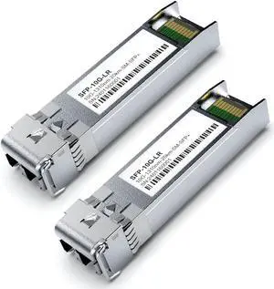 2Pack 1310nm SFP+ 10GBase-LR Single Mode Module, 10G LC SMF Fiber Optic Transceiver for Cisco SFP-10G-LR, Ubiquiti UniFi UF-SM-10G, Meraki MA-SFP-10GB-LR, Netgear, TP-Link and More (1310nm DDM 20km)