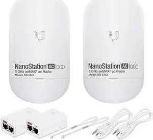 Pre-Configured Bundle of 2 Ubiquiti airMAX NanoStation 5AC LOCO - 2 Units Kit 100% Configured as Network Wireless Bridge for Long Distance Wireless Communications, Plug & Play. No Configuration needed