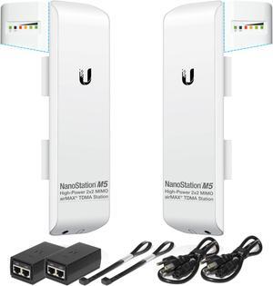 Pre-Configured Bundle of 2 Ubiquiti NanoStation M5 (NSM5) P2P-2 Units Kit 100% Configured as Network Wireless Bridge for Long Distance Wireless Communications, Plug-and-Play. No Configuration needed.