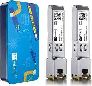H!Fiber 1.25G SFP to RJ45 Module, 1000Base-T Copper SFP Ethernet Transceiver for Ubiquiti UniFi UF-RJ45-1G, Mikrotik, Intel, Netgear, D-Link, TP-Link and More,100m, 2 Pack