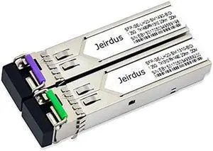 Jeirdus for HPE J9142B and J9143B 1.25G SFP Module BIDI WDM Transceiver 10-20KM Simplex LC 1310/1490nm (1Pair)