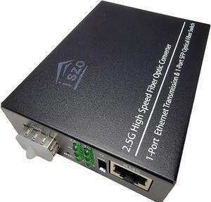 iszo 2.5G SFP Port Transceiver Media Converter,20km SM,RJ45 100M/1000M/2.5G Adaptive,Full/Half Duplex,Inside TTL Port,Also Work 2.5G/1G GPON SFP ONU Stick Such as The 5671A and G-010S-P and More