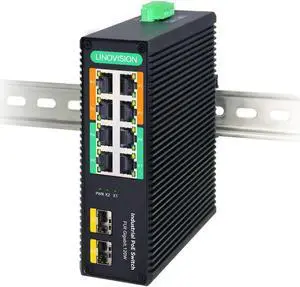 LINOVISION Industrial 8-Port Full Gigabit POE++ Switch with 4 BT 90W PoE Ports, 2 Gigabit SFP Uplinks, POE Budget 120W, POE Watchdog, DIN-Rail POE Switch for PTZ Camera/POE Lighting/ POE Monitor