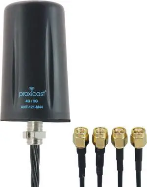 Proxicast Vandal Resistant 4x4 MIMO Low Profile 4G/5G Omni-Directional Screw Mount Antenna - 10 ft Coax Leads - for Cisco, Cradlepoint, Digi, Pepwave, Sierra Wireless and Others (ANT-121-M44)