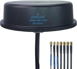 Proxicast 7-in-1 Pro-Grade MIMO 4G/5G + WiFi + GPS Flexible Combination Screw Mount Vehicle Antenna Compatible with Cisco, Cradlepoint, Digi, Peplink and Other Modems/Routers (Top Hat ANT-520-421)