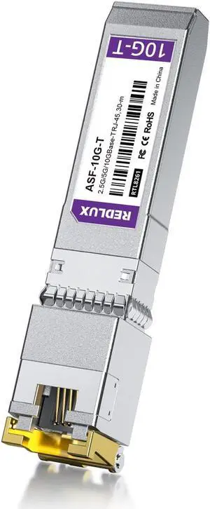 REDLUX 2.5/5/10G SFP+ to RJ45 Module, CAT.6a/CAT7 RJ45 Connector, up to 30m, 10GBase-T Copper Transceiver Compatible for Cisco SFP-10G-T, Ubiquiti UF-RJ45-10G, Meraki, Fortinet, Netgear, etc