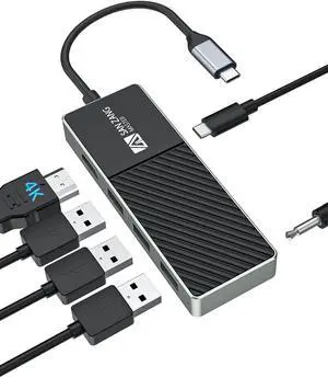 USB C Hub Adapter, USB C to HDMI Adapter 4k, 6 in 1 USB C Dongle with 100W Power Delivery,3 USB 3.0 Ports, 3.55mm Audio Port Compatible with MacBook Ipad HP Dell XPS and More Type C Device