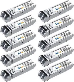 1.25G SFP 1000Base-SX,Gigabit Multimode SFP LC Duplex Transceiver,850nm MMF, up to 550 Meters, Compatible with Cisco, Ubiquiti , Mikrotik,Netgear, D-Link and More (10 Pack)