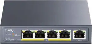 Cudy GS1005P 5 Port Gigabit PoE Switch, 4 PoE+ @60W, Desktop/Wall, Plug and Play, Sturdy Metal w/ Shielded Ports, Fanless, Traffic Optimization