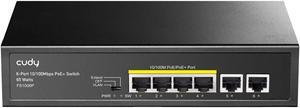 Cudy FS1006P 6-Port 10/100M PoE Switch 60W, 4 PoE Ports, CCTV Mode (Transmit Distance to 250m at 10Mbps), PD Detection,Fan-Less, Steel Case, Desktop and Wall-Mount, 802.3at / 802.3af