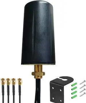 SignalPlus Omni Directional Low-Profile 5g 4G LTE 4x4 mimo antenna for 4x4 MIMO Modem, for Cabinet, Vending Machines, 10 ft Coax with SMA Male, 600-6000MHz, Screw Mount, L Bracket Mount