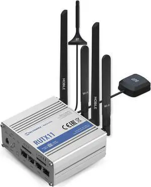 Teltonika RUTX11100400 Model RUTX11 Industrial Cellular Router; 4G LTE CAT 6; Dual SIM; WI-FI and BT; Compatible with All US Operators