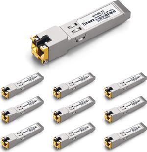 Timaxk 10Pack 1000BASE-T SFP to RJ45 Ethernet Module, 1.25G Gigabit SFP-T Transceiver up to 100m Over Cat 5 Cable,Compatible with Cisco, Ubiquiti, Mikrotik, D-Link, Netgear, Qnap, Linksys and More