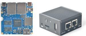 Nanopi R2S Plus Wireless WiFi Computer Router OpenWRT, Rockchip RK3328 Soc DDR4 1GB RAM 32GB eMMC, with Dual Gbps Ethernet M.2 WiFi Module Slot for Smart Home Office Gateway, Support Debian Ubuntu