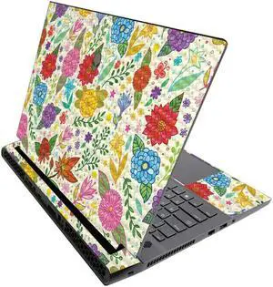 MightySkins Carbon Fiber Skin for Alienware M17 R3 (2020) & M17 R4 (2021) - Flower Garden | Durable Textured Carbon Fiber Finish | Easy to Apply | Made in The USA
