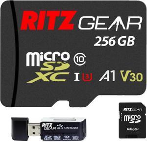 Ritz Gear 256GB Micro SD Card, microSDXC Full HD & 4K UHD, UHS-I, U3, A1, V30, C10-Memory-Card + Adapter & USB-Card-Reader, for Android Smartphones, Tablets, Nintendo-Switch