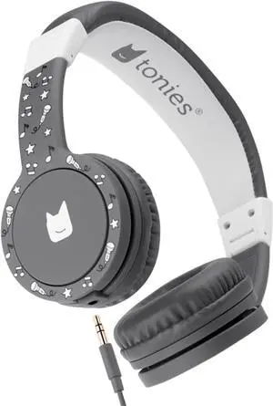 Tonies Foldable Wired Headphones for Kids - Comfortably Designed to fit On-Ear - Works with Toniebox and All 3.5mm Devices - Gray