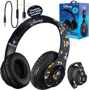 Disney Mickey Mouse Bluetooth Headphones Over Ear, Wireless and Wired Foldable Headset Built-in Microphone - Birthday Gift Adults Kids - Audifonos Auriculares Inalambricos