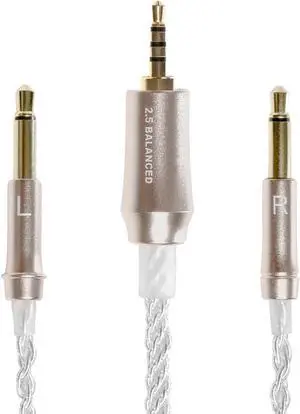 MEZE AUDIO Mono 3.5mm to Balanced 2.5mm Silver-Plated Headphone Cable 3.9ft.