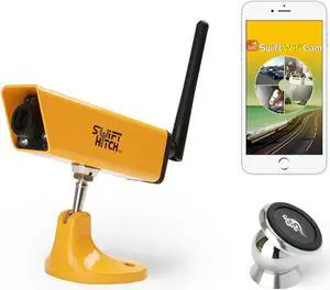Swift Hitch SH04 Wireless Battery Backup Camera System for Trailer Hitch Up, RV Rear View via WiFi Link and Monitoring on iPhone/iPad or Android Devices