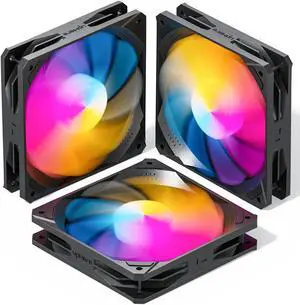 upHere 120mm Black ARGB Computer Case Fans 3-Pack,High Performance Cooling 4pin PWM CPU Fan Low Noise Hydraulic Bearing Long Life Up to 40,000 Hours,Compatible with Desktop,NK1207-3