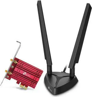 TP-Link WiFi 6E Intel AX210 AXE5400 PCIe WiFi Card for PC (Archer TXE75E) - Tri Band Wireless Adapter for Desktop PC with Magnetic Base, Dual Antenna, Bluetooth 5.3, WPA3, MU-MIMO, OFDMA, Heat Sink