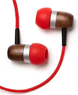 Symphonized GLXY Premium Genuine Wood in-Ear Noise-isolating Headphones with Mic and Nylon Cable (Red)