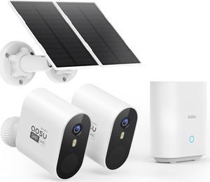 AOSU 5MP Security Cameras Outdoor Wireless, 166deg Ultra-Wide-Angle, Solar Powered Home Security Camera System with Color Night Vision, Spotlight, 32G Local Storage, Support 2.4G & 5G WiFi Router