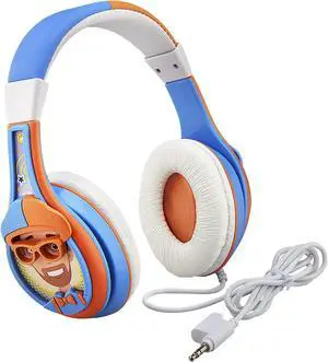 eKids Blippi Headphones for Kids, Wired Headphones for School, Home or Travel, Tangle Free Stereo Earphones with Parental Volume Control, Connect via 3.5mm Jack