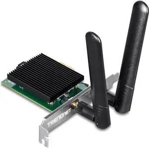 TRENDnet AX3000 Wireless Dual Band & WiFi 6 PCIe Adapter, Bluetooth 5.2 Class 2, 2401 Mbps Wireless AX, 600 Mbps Wireless N Bands, Windows 10, Supports Up to WPA3 WiFi Connectivity, Black, TEW-907ECH